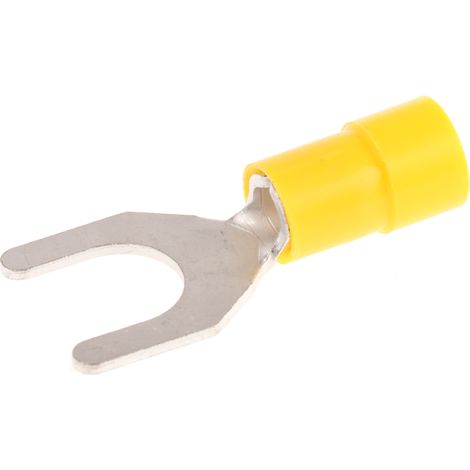 Cosse à fourche à sertir RS PRO Isolé, Jaune 10AWG 6mm² 12AWG 4mm² (1/2)