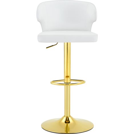 Set de 2 taburetes de bar con respaldo, altura ajustable y giro 360°, color blanco (1/5)