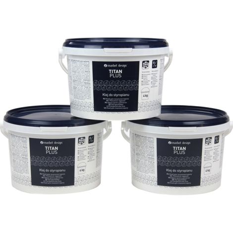 Styroporkleber Montagekleber Maler Acryl, Innen für Stuckleisten, Deckenplatten, Zierleisten uvm.: Eimer Titan Plus, 3 Kleber (1/2)