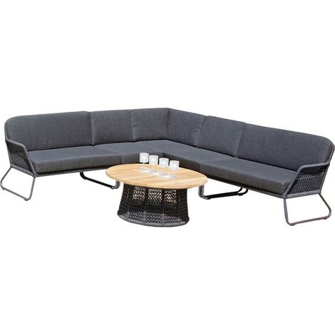 Sonnenpartner 6-teilige Lounge-Sitzgruppe Poison mit Tisch Aluminium Teakholz (1/5)