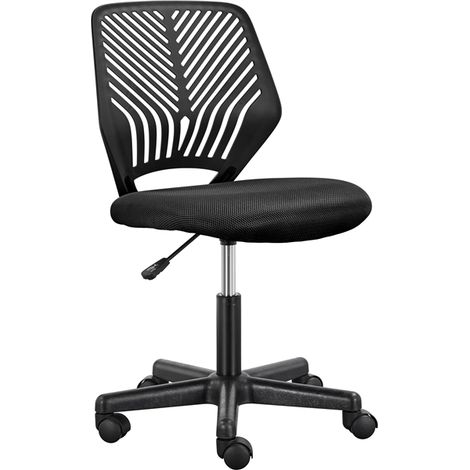 Yaheetech Sedia Ufficio Scrivania Girevole a Rotelle Ergonomica Portata 136 kg Senza Braccioli in Rete Traspirante Altezza Regolabile Nera (1/5)