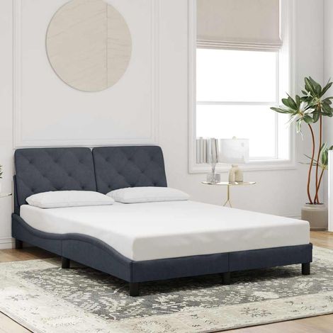 Cadre de lit sans matelas gris foncé 140x190 cm velours (1/5)