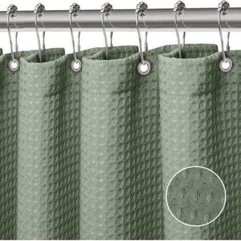 Duschvorhang, Badewannenvorhang, maschinenwaschbares Polyestergewebe, Badezimmervorhang mit 12 Kunststoffhaken, wasserdichter Badezimmervorhang, 180 x 180 cm (Grün) (1/5)