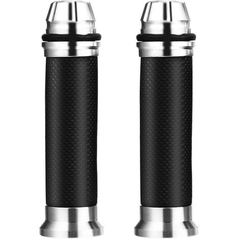 Paar rutschfeste Motorrad-Handgriffe, 22 mm Aluminiumlegierung, Motorradlenker-14X4X4CM-Silver (1/2)