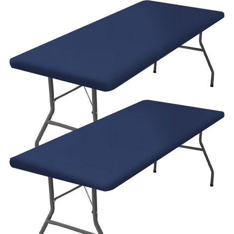 2er Pack wasserdichte elastische Tischdecke 120x75cm Marineblau für Klapptische