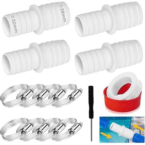 4er Set Poolschlauch Adapter 32mm auf 38mm mit Schlauchschellen (1/5)