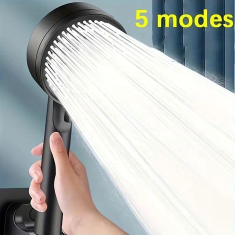 Pommeau de douche multifonctionnel haute pression avec 5 modes de fonctionnement et fonction économie d'eau, jet puissant sans parfum (1 unité) [DB]-AquaForge (1/5)