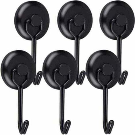 Starker 14 kg Magnethaken (20D), schwarzer Neodym-Kühlschrankhaken, drehbarer Magnethaken, Magnethaken für Küche, Geschirrtücher, Bretter, 6 Stück