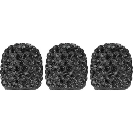 Lot de 8 bouchons de valve de pneu de voiture faits main avec strass scintillants, universels et attrayants, noirs. (1/5)