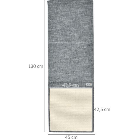 Lot de 2 tapis à griffer pour chat, protection canapé et fauteuil en sisal, griffoir mural anti-rayures pour sofa, couleur gris, 130 x 45 x 0,3 cm (1/5)