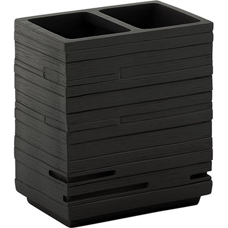 Portaspazzolini d'appoggio in resina QU98 Gedy serie QUADROTTO Nero (1/2)