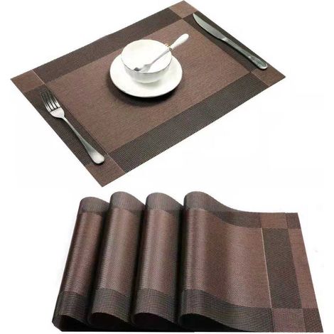 Set De Sous-Plats - Vinyle PVC Tissé - 45x30 Cm - Résistant À La Chaleur Jusqu'à 80 °C - Lavable - Usage Intérieur Et Extérieur - Lot De 6 (1/5)