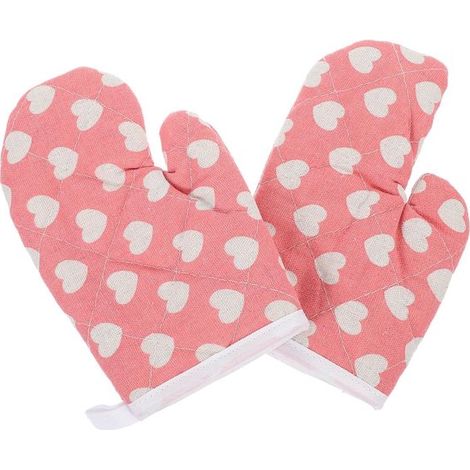 Guanti da cucina Dailygoods, confezione da 2, in cotone resistente al calore, rosa (1/5)