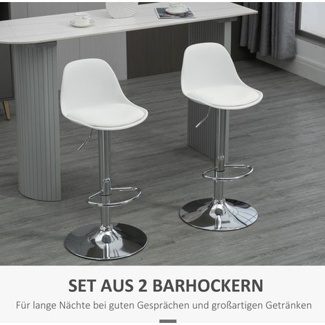 MEUBLIV 2er-Set Barhocker 38x42x82-104 cm Weiß – drehbar und höhenverstellbar (1/5)