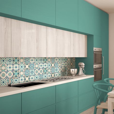 Sticker Mural Carrelage adhésif Cuisine Salle de Bain - 24 STICKERS CARRELAGES AZULEJOS COLOMBAN - 24stickers10x10cm (1/5)