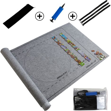 Tapis de puzzle portable en feutre, rouleau de rangement pour puzzles jusqu'à 1500 pièces, tapis de jeu et sac de voyage. (1/5)