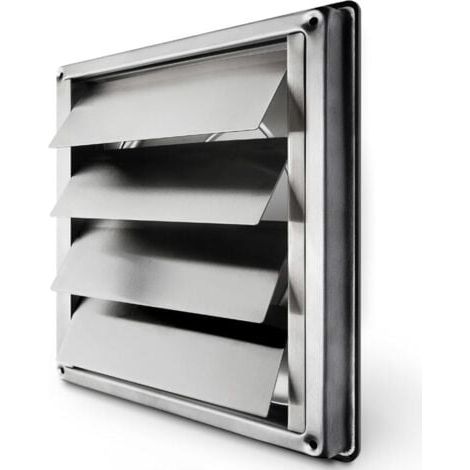 150mm Stainless Steel Ventilation Grille with Anti-Backdraft Movable Louvers, Automatic Closing, Weatherproof Cooker Hood Grille / Square Dimensions 184x184mm / Stainless Steel Ventilation (1/4)
