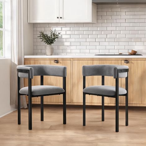 Paire de Chaises de Restaurant en Chenille Gris Ardoise 61 x 50 (1/5)
