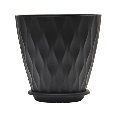 APEX Lot de 5 pots de fleurs d'intérieur à rayures, en plastique, avec trous de drainage et soucoupe, de 15 cm de diamètre (1/5)