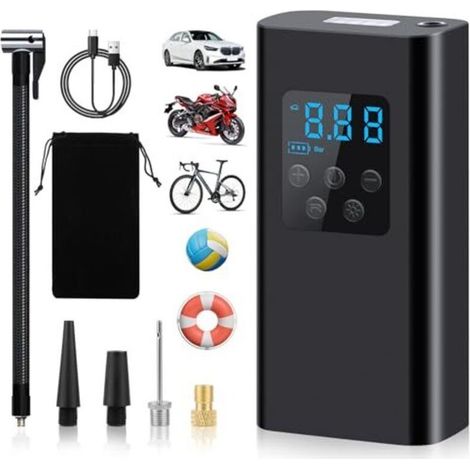 Gonfleur Pneus Voiture, Compresseur à Air Portatif 6000mAh Compresseur à Air Portatif, Gonfleur Pneus Voiture Rechargeable pour Voiture, Moto, Vélo (1/5)