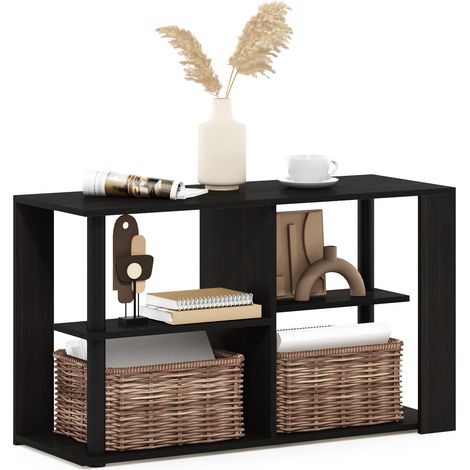 Tableau Basse avec Étagère, Bois d'ingénierie, Expresso/Noir, 29,7 (D) x 80 (W) x 46,7 (H) cm (1/5)