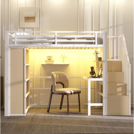 letto struttura 90x200 con scrivania LED salvaspazio HAVRYA (1/5)