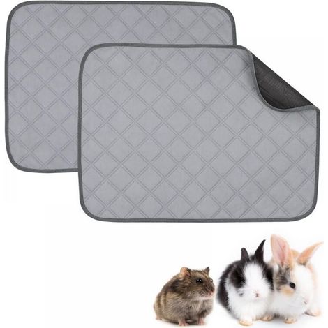 2 pièces tapis absorbants lavables imperméables antidérapants pour cochon d'Inde – coussinets de cage en polaire douce 60 x 45 cm – gris (1/5)