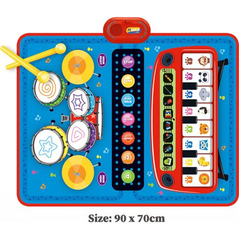 Musikmatte für Babys, Spielzeug für 1-jährige Mädchen, Geschenkidee: 3-in-1-Klavier, Schlagzeug, Prinzessinnen-Musikspielzeug, Baby-Geburtstagsgeschenk für 1- bis 3-Jährige (1/4)