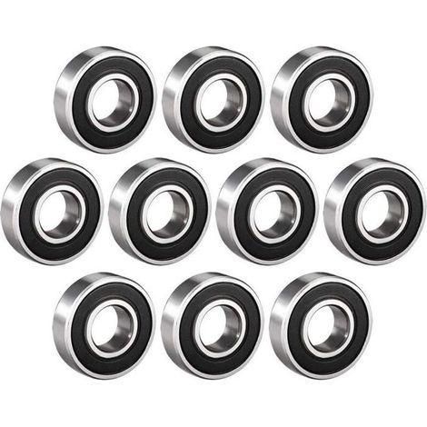Lot de 10 roulements à billes 6001-2RS 12x28x8 mm - acier, joints 2RS, lubrifiés (1/5)