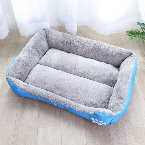 Matelas rectangulaire pour chien et chat, lavable, fausse fourrure douce et chaude, fond antidérapant, (Bleu - M 705516 CM) (1/5)
