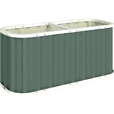 Cama elevada de metal galvanizado 136 x 53 x 61 cm verde HOMVRA (1/3)