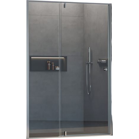 BERNSTEIN - Parete doccia a nicchia 110x195cm, profilo cromato, vetro 6mm, Box doccia ad incasso 1 anta battente - NT606 FLEX 1100mm, cromo