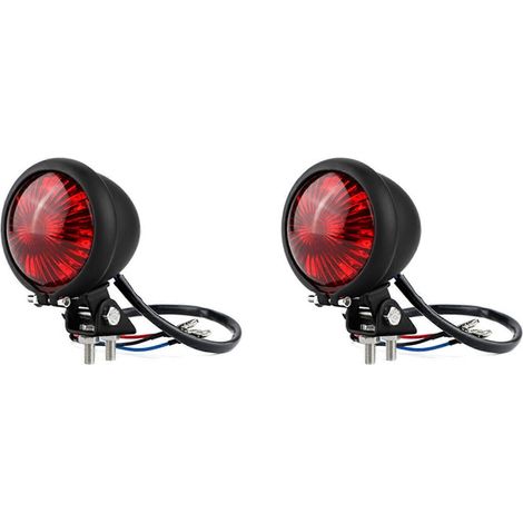 2 feux arrière LED pour moto, feu stop, feu arrière LED pour Bobber, Chopper, Cafe, noir (1/5)