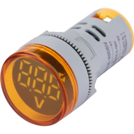 Voltmètre à LED avec voyant lumineux numérique, indicateur de tension continue, lampe ronde (jaune) (1/4)