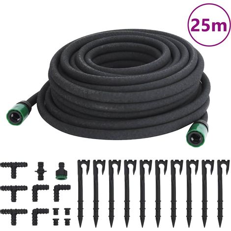 Tuyau d'arrosage de jardin noir 0,6" 25 m caoutchouc