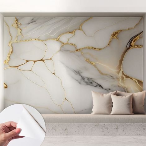 Papier peint autocollant avec imprimé pour cuisine facile à appliquer pour mur a motif Élégance marbrée 208x146 cm (1/5)