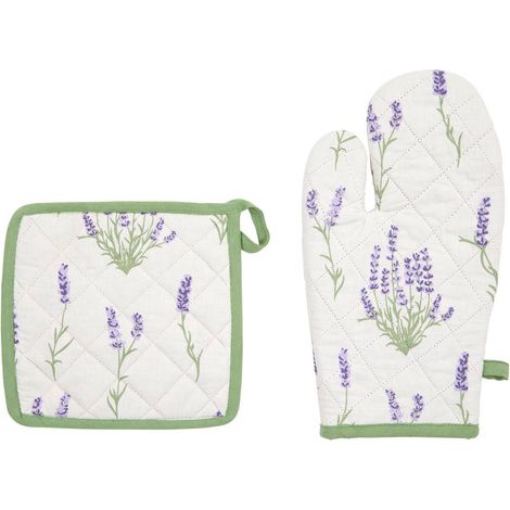 Guanto e presina con stampa lavanda garrigue - Atmosphera créateur d'intérieur (1/5)