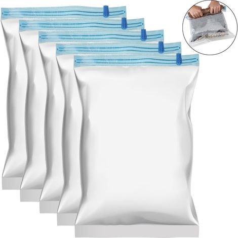 Sacs de Compression Stockage : 5 Sacs Blancs PE+PET 35x50/40x50/40x60/50x70cm – Anti-Poussière & Humidité (1/5)