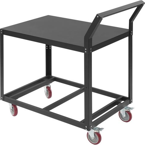 Plan de travail en acier - 90 x 60 x 106 cm - Table de travail professionnelle - Plateau de cuisine robuste avec poignée ergonomique et plan de travail à 4 roues - Pour usines, ateliers