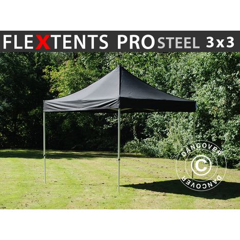 Pop up gazebo FleXtents PRO Steel 3x3 m Black