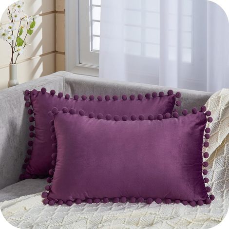 Housses De Coussin, Housses De Coussin Rectangulaires Bohèmes Violets 30,5 X 50,8 Cm, Housse De Coussin En Velours Doux 30 X 50 Cm Avec Fermeture Éclair Invisible Pour Canapé, Chaise, Salon, L (1/5)