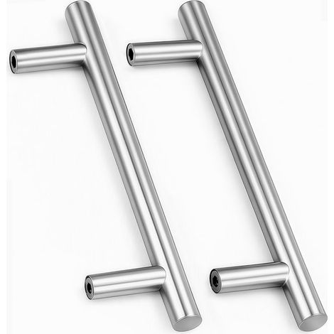 2 unités argent acier inoxydable : poignée de meuble avec vis, entraxe 160 mm, pour tiroir cuisine. (1/5)