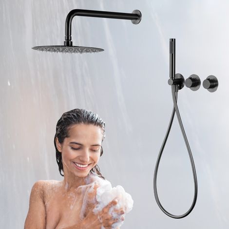 Imex -  Columna Ducha Empotrada Termostatica Negra Serie Assen