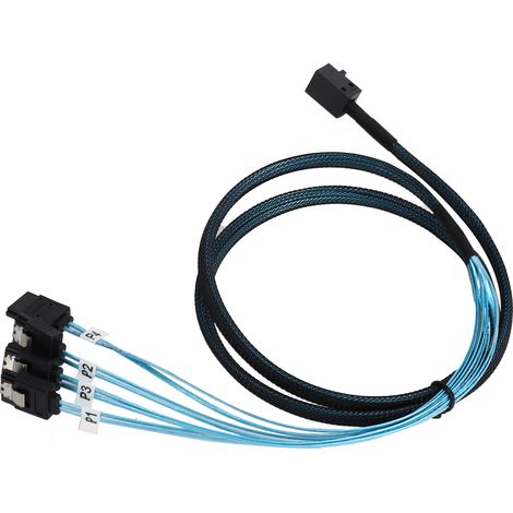 Câble d'adaptateur Mini SAS HD SFF‑8643 vers 4 ports SATA 12Gb/s avec connecteur cuivre tressé 1m (1/5)