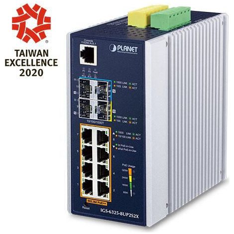 Planet IP30 carril DIN industrial L3 8P, IGS-6325-8UP2S2X