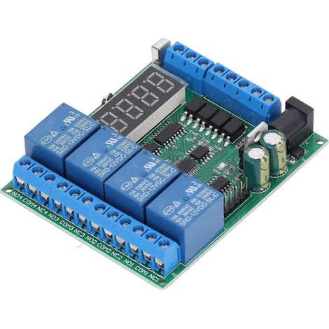 Entwicklungsboard mit 4-Kanal-Zeitverzögerungsrelais, LED-Digitalanzeige, 12 V DC für SCM-Mikrocontroller