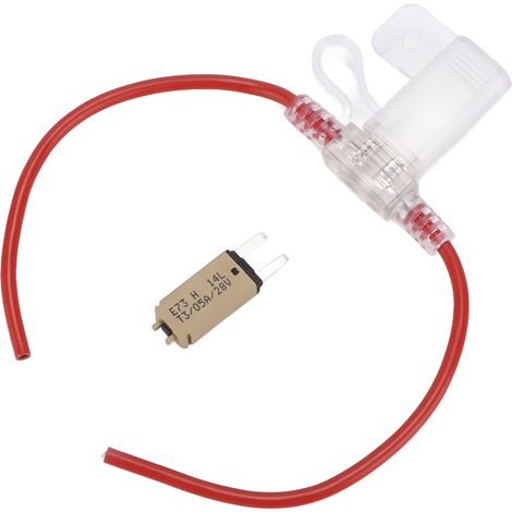 Porte-fusible de voiture 31,5 cm, étanche, calibre 12 AWG, réarmement manuel, fusible 5 A, TPE + PVC, pour camping-car, yacht et coffre de voiture. (1/5)