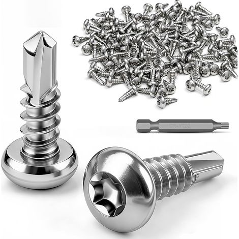120 Pièces Torx Vis Autoforeuse Metal, M4,2x13mm, Vis à Bois en Inox, Vis à Tôle Autotaraudeses et Autoperceuse Autoperforante, Inox 410, Pour Meubles Métal Doux Plastique, Avec 1 TX20 (1/5)