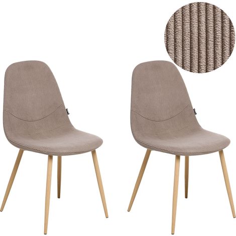 Conjunto de 2 sillas de comedor asiento tapizado de pana con patas de hierro gris pardo Hilden (1/5)