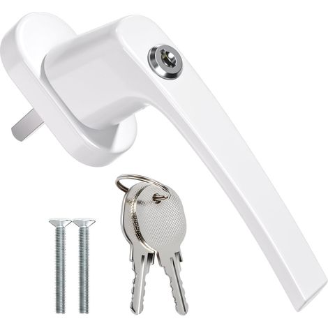 1 Pièce - Poignée de fenêtre - Verrouillable - Alliage de zinc et aluminium - Sécurité anti-effraction - Pour fenêtre coulissante ou battante - Blanc - Dimensions standard
